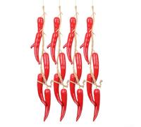 Corde da appendere al peperoncino finto - Confezione da 4 frutti decorativi realistici in plastica per decorazione di fattoria, ristoranti e cortili, corde di peperoncino artificiale rosso con (stile