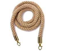 Corde di separazione per Code con Gancio Dorato, Corda di Controllo della Folla, Corda di Controllo della Folla, barriera in Corda di Canapa Intrecciata (Ganci Dorati 60 cm)