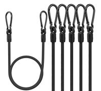 Corde Elastiche, 60 cm Confezione da 6 Corde Elastiche Resistente con Moschettoni, Corde Elastiche Nere ad Alta Resistenza con Ganci per Campeggio, Telo, Portapacchi, Tenda, Auto, Uso Esterno