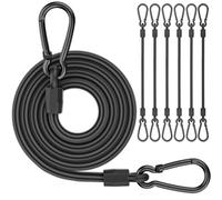 Corde Elastiche con Ganci, Set di 6 Corde Elastiche Rinforzate da 120 cm con Moschettoni, Cinghie Elastiche Extra Resistenti Nere per Esterno, Teloni, Motocicletta, Camion, Tenda