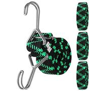 Corde Elastiche con Gancio 1m, 4pcs Elastico Regolabile per Portapacchi Moto Bici Auto, UNOLIGA Cinghie Elastiche Piatte con Gancio per Teloni Tenda Campeggio (Verde)