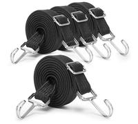 Corde Elastiche con Gancio, 4 Pezzi Cinghie Elastiche Piatte Regolabili con Ganci, Tenditori Cordoncini Nere in Gomma Lunghe 1m, Cinghie Elastici Portapacchi Bagagli Per Campeggio, Teloni, Trasporto