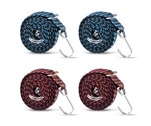Corde Elastiche con Gancio,Cinghie Elastiche,Cinghia Elastica,4 Pezzi Corda Elastica Piatte Regolabile 2m,Cinghie di Fissaggio per Carrello,Portapacchi,Moto e Biciclette