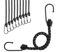 Corde Elastiche con Strisce Riflettenti e Ganci 10 Pezzi 38 cm, Nere con Banda Riflettente, Materiale in Polipropilene e Gomma, Ideali per Fissare e Organizzare, Cinghie