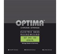 Corde Optima per basso elettrico Cromo. Set 4 corde reg-light 4299RL con avvolgimento rotondo e scala media