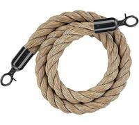 Corde per Barriere per Coda per Il Controllo della Folla Corda per Palo per Pali Barriera di Sicurezza in Corda di Canapa con Bottoni A Pressione Lucidati, Black, 1.5M