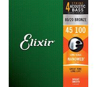 Corde per basso acustico a 4 corde in bronzo 80/20 Elixir® Strings con rivestimento NANOWEB®, Long Scale, Light (.045-.100)