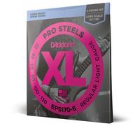 Corde per basso D'Addario XL Pro Steels EPS170-6 Long Scale Regular Light Gauge 32-130, set da 6 corde, confezione da 1