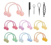 Corde Per Capelli A Sfera A Doppia Testa Da 14 Pezzi E Strumenti Per Avvolgere I Capelli Da 4 Pezzi, Elastici Ad Alta Elasticità, Accessori Per Capelli Quotidiani, Copricapo Carino E Alla Moda.