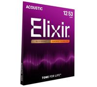 Corde per chitarra acustica bronzo 80/20 Elixir Strings con rivestimento NANOWEB, Light (.012-.053)