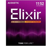 Corde per chitarra acustica Elixir 11027 Nanoweb 80/20 Bronze 11-52 Custom Light