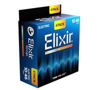 Corde per chitarra elettrica Elixir Strings con tecnologia NANOWEB, leggere (.010-.046) - Confezione esclusiva Amazon da 4