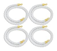Corde per il controllo delle folle, Barriera di controllo della folla in corda di canapa con gancio dorato, bianca, 2-10 piedi, confezione da 1/2/4(4 Pcs,8ft/245cm)