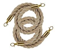 Corde per il controllo delle folle, Barriera for code in corda di canapa intrecciata, confezione da 2, con ganci in argento e oro, 2-10 piedi(Gold Hook,2ft/60cm)