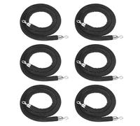 Corde per il controllo delle folle, Corda di sostegno in velluto con ganci argentati, nera, 2-6 piedi, confezione da 1-8 pezzi(6 Pcs,4.9ft/150cm)