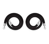 Corde per il controllo delle folle, Corda di sostegno in velluto con ganci argentati, nera, 2-6 piedi, confezione da 1-8 pezzi(2 Pcs,6ft/185cm)