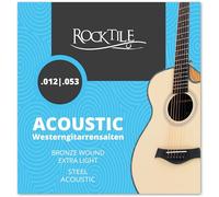Corde Rocktile per Chitarra Acustica Light - Corde con Ball Ends - Calibro corde: .012, .016, .024, .032, .042, .053