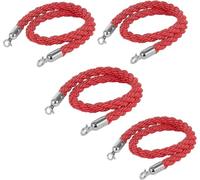 Corde rosse intrecciate, ganci argentati, 7 confezioni, 10 lunghezze | Corde segnapercorso in nylon da 32 mm per matrimoni, hotel, teatri, musei, inaugurazioni, feste e gestione delle file