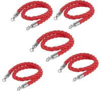 Corde rosse intrecciate, ganci argentati, 7 confezioni, 10 lunghezze | Corde segnapercorso in nylon da 32 mm per matrimoni, hotel, teatri, musei, inaugurazioni, feste e gestione delle file