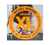 Corde XL per chitarra elettrica D'Addario in nichel - EXL110-5P - Intonazione perfetta, sensazione costante - Per chitarre a 6 corde - 10-46 Regular Light, confezione da 5