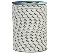 Corderie Italiane 006006022 Treccia mare multiuso giardino e fai da te, stabilizzato ai raggi U.V. resistente a intemperie e agenti atmosferici, 6 mm, 100 mt, colore bianco con spia blu
