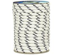 Corderie Italiane 006006060 Treccia mare multiuso giardino e fai da te, stabilizzato ai raggi U.V. resistente a intemperie e agenti atmosferici, 14 mm, 50 mt, colore bianco con spia blu