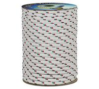 Corderie Italiane 006009078 Treccia ecopol, 10 mm - 50 mt, corda multiuso, stabilizzata ai raggi U.V., resiste a intemperie, bianca con spia rosso-verde, rottura 560 kg