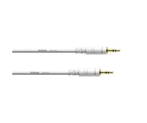 CORDIAL - Cavo Audio Mini Jack Stereo 3.5 mm Maschio-Maschio da 1,5 m - Connettori REAN Neutrik - Guaina Bianca - Alta Qualità per Smartphone PC Lettori Audio (CFS 1.5 WW SNOW)
