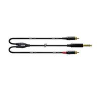 Cordial CFY 0,9 VCC - Cavo adattatore Y con jack stereo dorato da 6,3 mm e 2 connettori RCA dorati, lunghezza 0,9 m, Nero