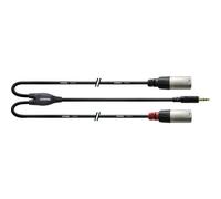 Cordial CFY 3 WMM-LONG - Cavo adattatore Y con jack stereo dorato da 3,5 mm e 2 connettori XLR maschio, lunghezza 3 m, Nero