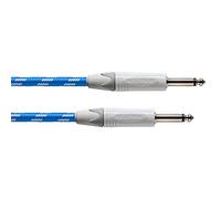 CORDIAL - CXI6PP-SKY - Cavo per chitarra Tweed blu 6 m, connettore NEUTRIK 6,35 mm - rivestimento in tessuto bianco/blu, picco