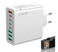 Cordialk 8 in 1 Waterproof Ports USB Fast Charger, 4USB+4PD Multi-Port Charging Station. High-Speed Hub Power Block with Outlet Plug, Automatic Power Off When Overioad (White)