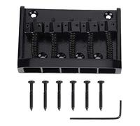 Cordiera per ponte per basso elettrico a 5 corde, sostituzione del ponte per basso in metallo, design anti-usura ad alta resistenza con superficie liscia, include viti e chiave (Nera)