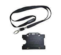 ALG ID Cards® Porta badge per carta d'identità nera - Porta carte di credito nero - Cinturino da collo nero con clip in metallo e rilascio separato di sicurezza per supporto pass