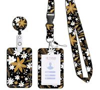 Cordino a forma di girasole, cordino retrattile con porta badge e fibbia staccabile, per chiavi di navi, morbido e resistente, cinturino da collo personalizzato per donne, infermiere, insegnanti