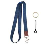 Cordino Con Chiusura in Pelle, Porta Badge, Porta Chiave, Biglietto da Visita, per Studenti e Autobus (Spirale Blu)
