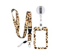 Cordino con porta carte badge retrattile leopardo carta d'identità con cordino rimovibile