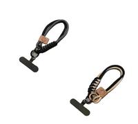 Cordino da polso for cellulare in stile britannico con perline a catena anti-smarrimento e effetto collisione di colori(2PCS-Black Black bro)