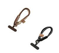 Cordino da polso for cellulare in stile britannico con perline a catena anti-smarrimento e effetto collisione di colori(2PCS-Khaki Black)