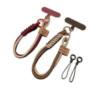 Cordino da polso for cellulare in stile britannico con perline a catena anti-smarrimento e effetto collisione di colori(2PCS-Red Khaki)