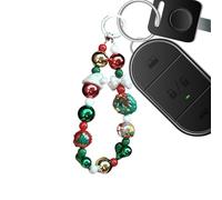 Cordino da polso natalizio con ciondolo a forma di telefono - Portachiavi da donna in resina con perline di pan di | Cordino natalizio per telefono - per donne, bambini, adolescenti, familiari