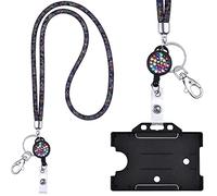 Cordino di cristallo nero colorato con carta d'identità Jojo + porta carte ID nero collana portachiavi con strass luccicanti