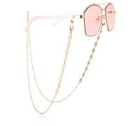 Cordino for occhiali, catene for occhiali da donna, in lega, regolabili, con estremità in gomma, connettori anti-smarrimento, elegante porta-occhiali(Golden+I)