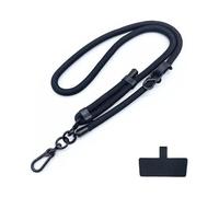 Cordino for telefono con diametro regolabile, universale, for esterni, tracolla, porta carte, clip for appendere, cinturino da polso anti-smarrimento(Black)