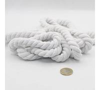 Cordino in cotone rotondo, 3 metri, 12 mm, corda intrecciata con anima in cotone naturale, ideale per fai da te, cucito, multiuso, 12 mm, bianco