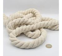 Cordino in cotone rotondo, 3 metri, 20 mm, corda intrecciata con anima in cotone naturale, ideale per fai da te, cucito, multiuso, 20 mm, ecru
