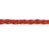 Cordino in pelle naturale intrecciato 4 fili rosso 4 mm. 2 m.