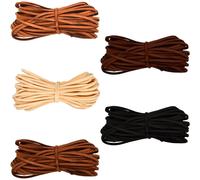 Cordino in pelle scamosciata da 5 pezzi, cordino piatto in corda di cuoio 2,6 mm x 10 m, cordino in pelle scamosciata per braccialetti, artigianato, ciondoli, collane fai-da-te (5 colori)