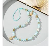 Cordino per cellulare anti-smarrimento, cordino per telefono con perle colorate, cinturino per cellulare universale, per cellulare, ciondolo per cellulare, accessorio per cellulare da donna, blu