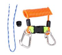 Cordino per Immersione Cordino Elastico Anti-Perso Cordino per Cordino Scuba Diving Lanyard Clip a Fibbia a sgancio rapido con moschettone in Acciaio Strumento di Emergenza di Sicurezza(Arancia)